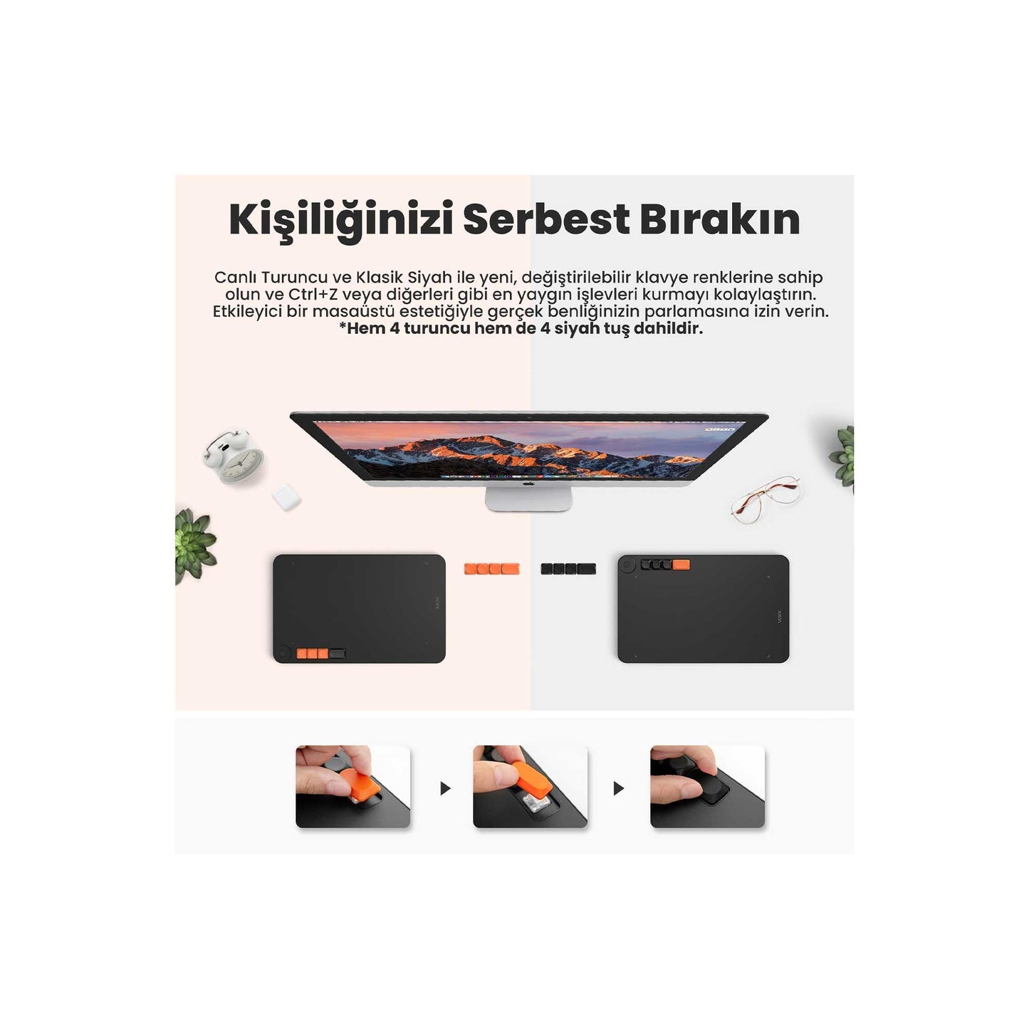 Veikk VO1060 10x6" 5 Kısayol Tuşlu Sağ/Sol El Uyumlu Grafik Tablet+Kalem