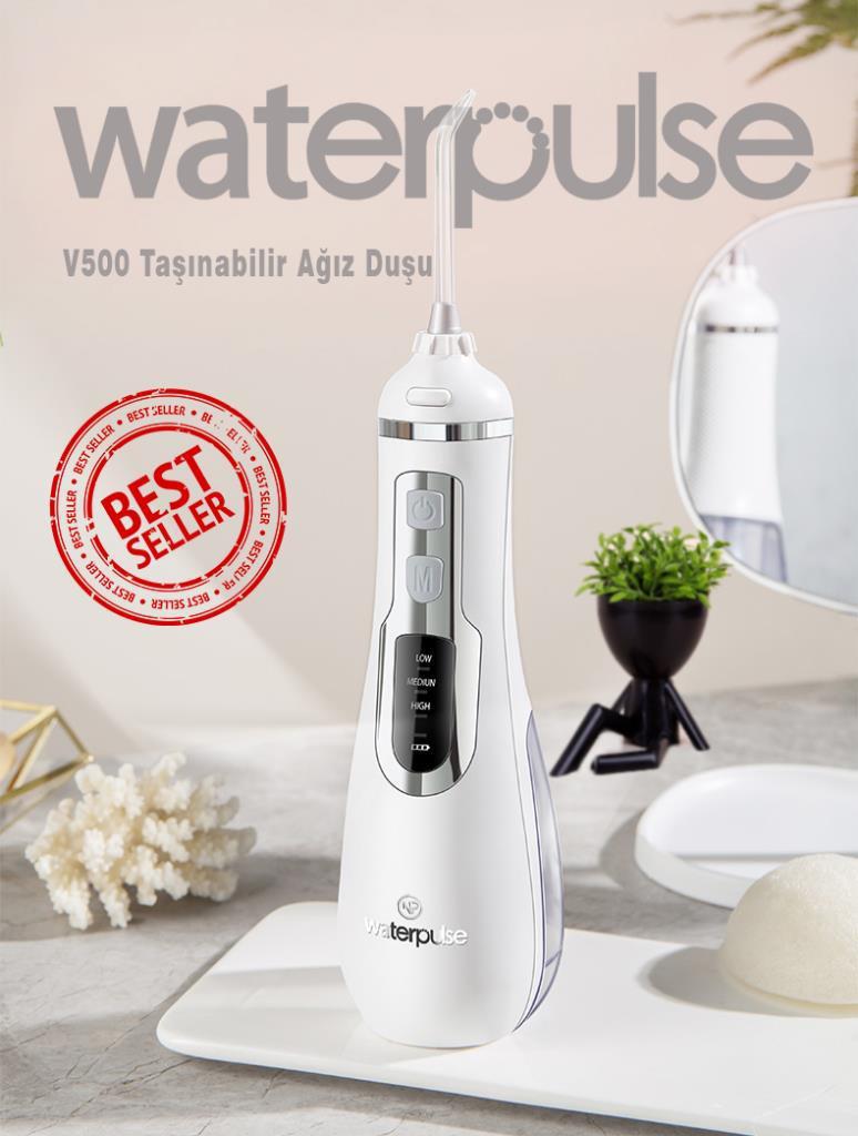 WaterPulse WP-V500-W Water Flosser Taşınabilir, Şarjlı, Masajlı, Diş Protez Bakım ve Ağız Duşu