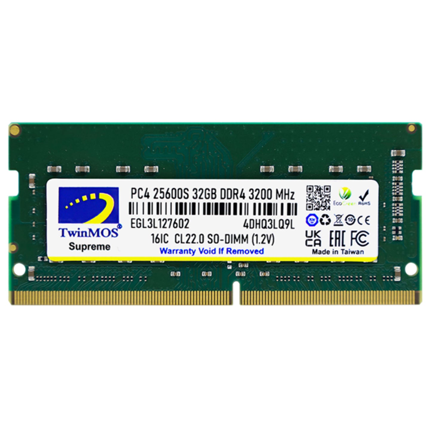 TWINMOS MDD432GB3200N 32GB (Tek Parça) DDR4 3200Mhz Notebook Bellek