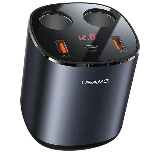 Usams US-CC151 Dijital Göstergeli 2x30w USB+1x65w PD+2x60w Çakmaklık 245w Araç Hızlı Şarj Organizeri