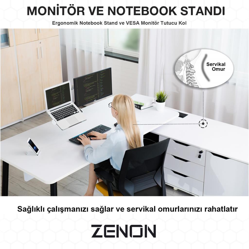 NPO STD7090B 10"-27" Notebook Stand ve Amortisörsüz Vesa Monitör Tutucu Kol Siyah